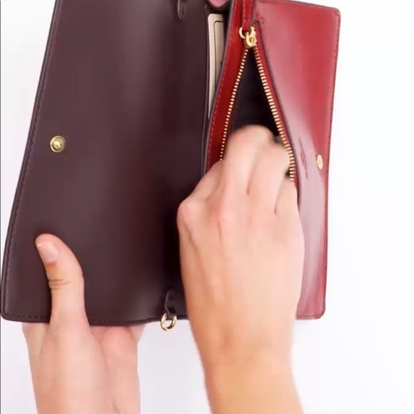 Coach Anna Foldover Clutch Crossbody In Signature Canvas W/Heart Petal Print - Picture 6 of 13